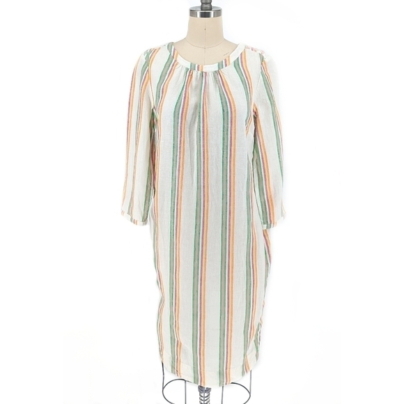 Boden Striped Tunic Dress Ivory Pink 4R preppy coastal beach summer hipster - Picture 1 of 7